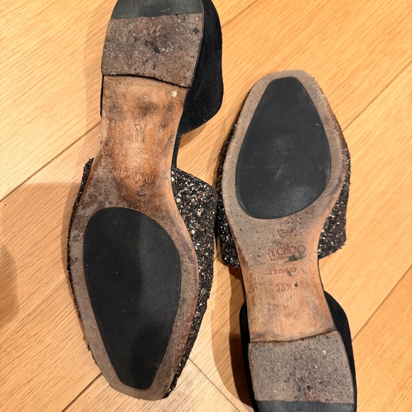 Jimmy Choo - Black / Gold Globe D'Orsay Flats - Size 38.5 - Picture 3 of 7